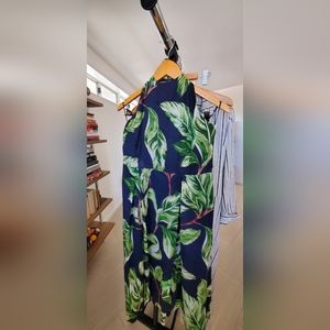 Ann Taylor Halter Dress W Pockets Fig Tree Tropical (12) (10)